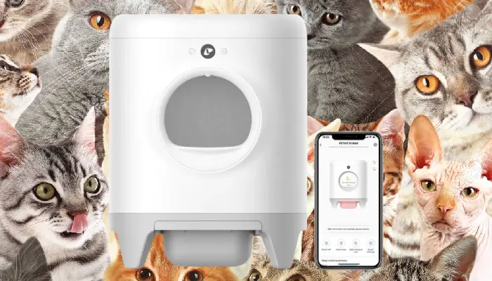  PETKIT Self Cleaning Cat Litter Box, PuraMax Cat Litter Box  for Multiple Cats, App Control/xSecure/Odor Removal Automatic Cat Litter  Box Includes Trash Bags and K3 Smart Air Purifier Spray 